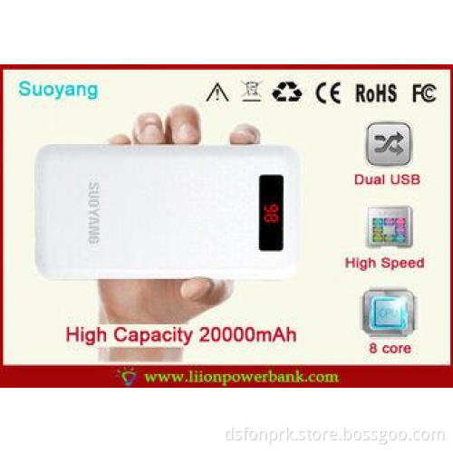 LCD Display 20000 mAh Li Ion Dual Double USB Power Bank Wit
